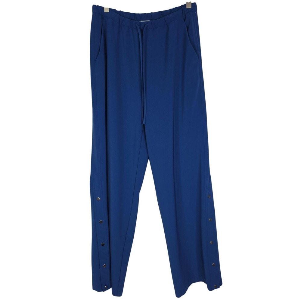 ATHLETA MVP Mid Rise Snap Pants Womens XS Blue Side Snap Track Relaxed Pockests